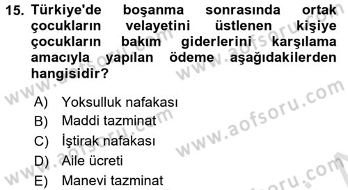 Toplumsal Cinsiyet Sosyolojisi Dersi Ara Sınavı Deneme Sınav Soruları 15. Soru