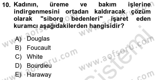 Toplumsal Cinsiyet Sosyolojisi Dersi 2022 - 2023 Yılı (Final) Dönem Sonu Sınav Soruları 10. Soru