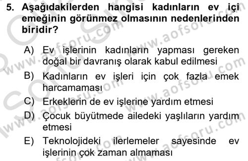 Toplumsal Cinsiyet Sosyolojisi Dersi 2022 - 2023 Yılı (Final) Dönem Sonu Sınav Soruları 5. Soru