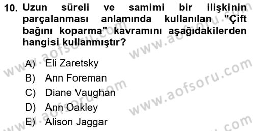 Toplumsal Cinsiyet Sosyolojisi Dersi 2022 - 2023 Yılı Yaz Okulu Sınav Soruları 10. Soru