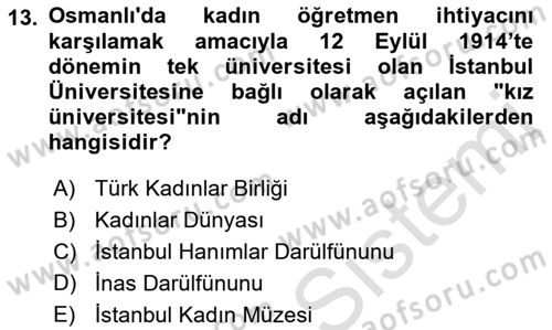 Toplumsal Cinsiyet Sosyolojisi Dersi 2022 - 2023 Yılı Yaz Okulu Sınav Soruları 13. Soru