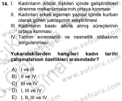 Toplumsal Cinsiyet Sosyolojisi Dersi 2022 - 2023 Yılı Yaz Okulu Sınav Soruları 14. Soru