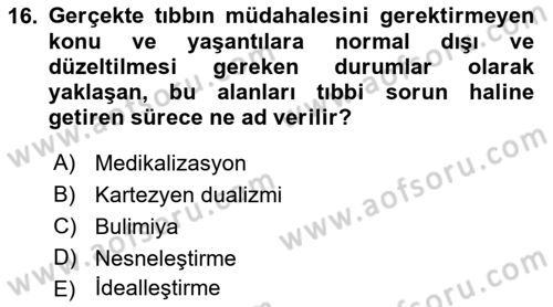 Toplumsal Cinsiyet Sosyolojisi Dersi 2022 - 2023 Yılı Yaz Okulu Sınav Soruları 16. Soru