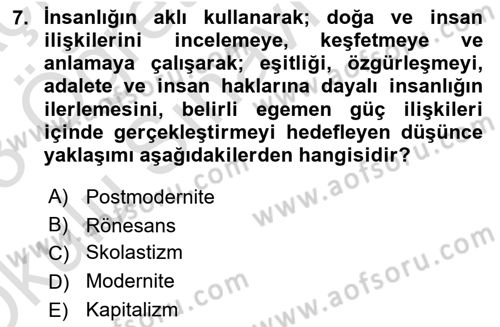 Toplumsal Cinsiyet Sosyolojisi Dersi 2022 - 2023 Yılı Yaz Okulu Sınav Soruları 7. Soru