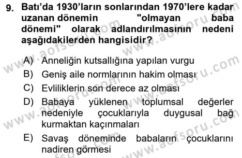 Toplumsal Cinsiyet Sosyolojisi Dersi 2022 - 2023 Yılı Yaz Okulu Sınav Soruları 9. Soru