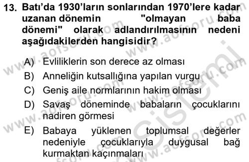 Toplumsal Cinsiyet Sosyolojisi Dersi 2023 - 2024 Yılı (Vize) Ara Sınav Soruları 13. Soru