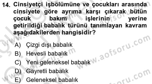 Toplumsal Cinsiyet Sosyolojisi Dersi Ara Sınavı Deneme Sınav Soruları 14. Soru