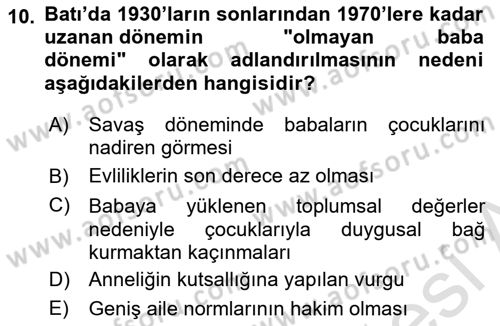 Toplumsal Cinsiyet Sosyolojisi Dersi 2023 - 2024 Yılı Yaz Okulu Sınav Soruları 10. Soru