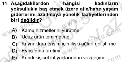 Toplumsal Cinsiyet Sosyolojisi Dersi 2023 - 2024 Yılı Yaz Okulu Sınav Soruları 11. Soru