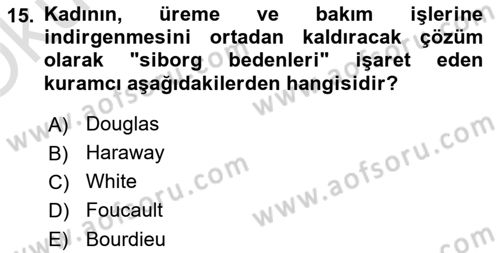 Toplumsal Cinsiyet Sosyolojisi Dersi 2023 - 2024 Yılı Yaz Okulu Sınav Soruları 15. Soru