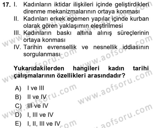 Toplumsal Cinsiyet Sosyolojisi Dersi 2023 - 2024 Yılı Yaz Okulu Sınav Soruları 17. Soru