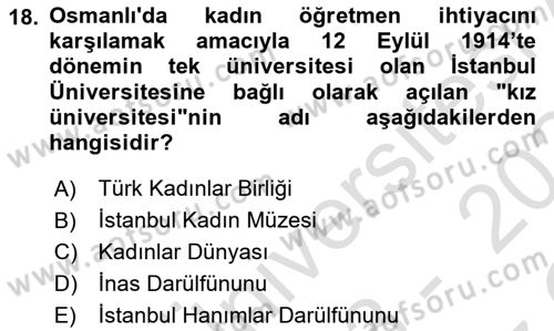 Toplumsal Cinsiyet Sosyolojisi Dersi 2023 - 2024 Yılı Yaz Okulu Sınav Soruları 18. Soru
