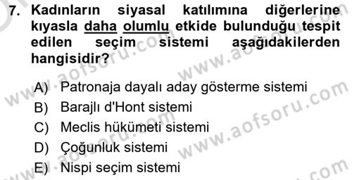 Toplumsal Cinsiyet Sosyolojisi Dersi 2023 - 2024 Yılı Yaz Okulu Sınav Soruları 7. Soru