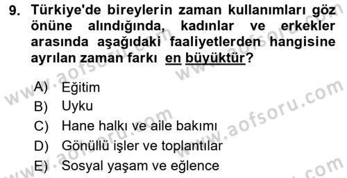 Toplumsal Cinsiyet Sosyolojisi Dersi 2023 - 2024 Yılı Yaz Okulu Sınav Soruları 9. Soru