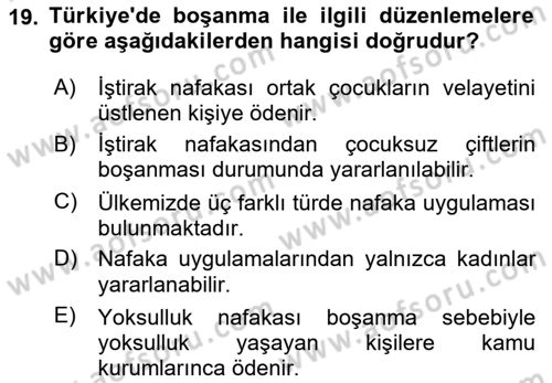 Toplumsal Cinsiyet Sosyolojisi Dersi Ara Sınavı Deneme Sınav Soruları 19. Soru