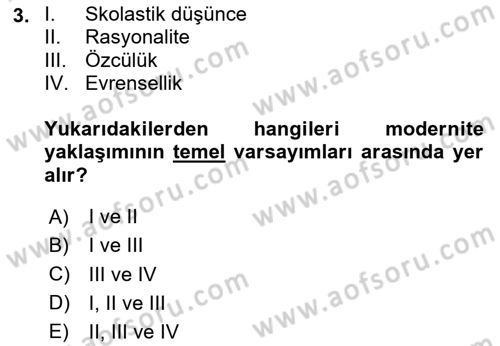 Toplumsal Cinsiyet Sosyolojisi Dersi Ara Sınavı Deneme Sınav Soruları 3. Soru
