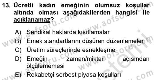 Toplumsal Cinsiyet Sosyolojisi Dersi 2024 - 2025 Yılı (Final) Dönem Sonu Sınav Soruları 13. Soru