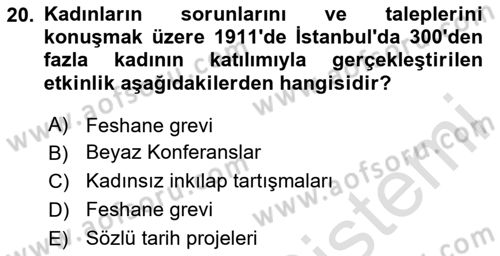 Toplumsal Cinsiyet Sosyolojisi Dersi 2024 - 2025 Yılı (Final) Dönem Sonu Sınav Soruları 20. Soru
