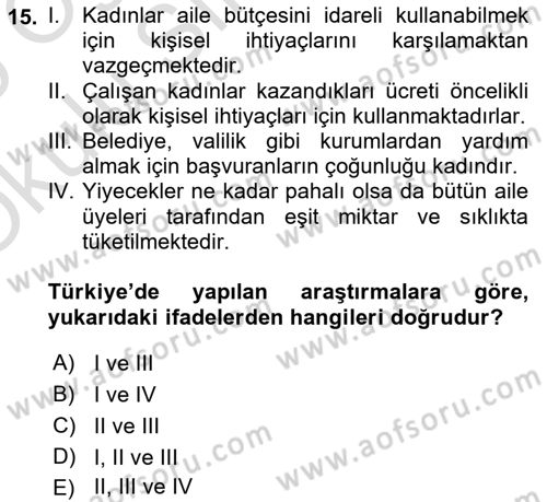 Toplumsal Cinsiyet Sosyolojisi Dersi 2024 - 2025 Yılı Yaz Okulu Sınav Soruları 15. Soru