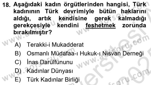 Toplumsal Cinsiyet Sosyolojisi Dersi 2024 - 2025 Yılı Yaz Okulu Sınav Soruları 18. Soru