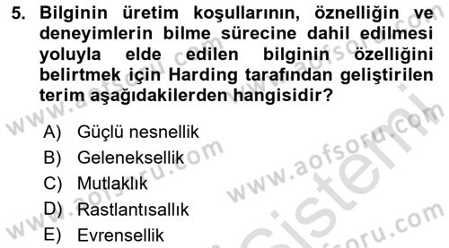 Toplumsal Cinsiyet Sosyolojisi Dersi Yaz Okulu Sınavı Deneme Sınav Soruları 5. Soru