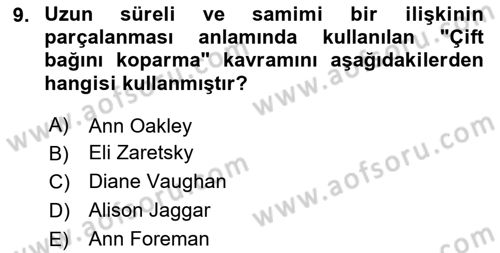Toplumsal Cinsiyet Sosyolojisi Dersi Yaz Okulu Sınavı Deneme Sınav Soruları 9. Soru