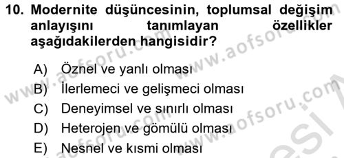 Toplumsal Cinsiyet Sosyolojisi Dersi 2025 - 2026 Yılı (Vize) Ara Sınav Soruları 10. Soru