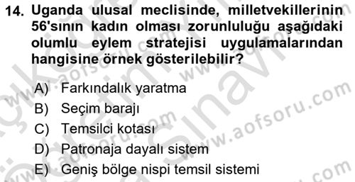 Toplumsal Cinsiyet Sosyolojisi Dersi 2025 - 2026 Yılı (Vize) Ara Sınav Soruları 14. Soru