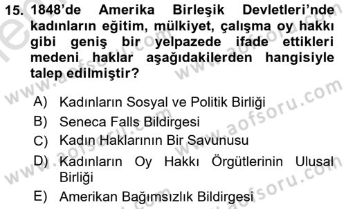 Toplumsal Cinsiyet Sosyolojisi Dersi 2025 - 2026 Yılı (Vize) Ara Sınav Soruları 15. Soru