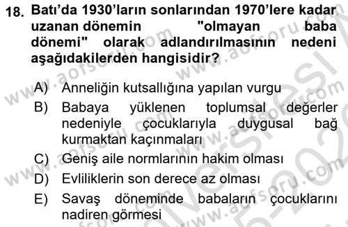 Toplumsal Cinsiyet Sosyolojisi Dersi 2025 - 2026 Yılı (Vize) Ara Sınav Soruları 18. Soru