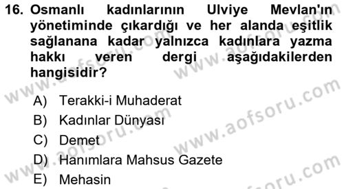Toplumsal Cinsiyet Sosyolojisi Dersi 2025 - 2026 Yılı (Final) Dönem Sonu Sınav Soruları 16. Soru