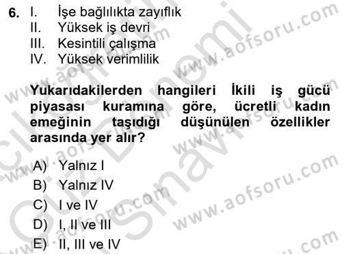 Toplumsal Cinsiyet Sosyolojisi Dersi 2025 - 2026 Yılı (Final) Dönem Sonu Sınav Soruları 6. Soru