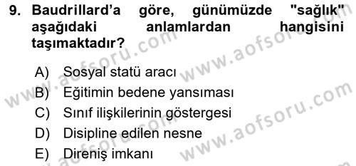 Toplumsal Cinsiyet Sosyolojisi Dersi 2025 - 2026 Yılı (Final) Dönem Sonu Sınav Soruları 9. Soru