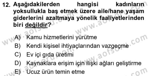 Toplumsal Cinsiyet Sosyolojisi Dersi 2025 - 2026 Yılı Yaz Okulu Sınav Soruları 12. Soru