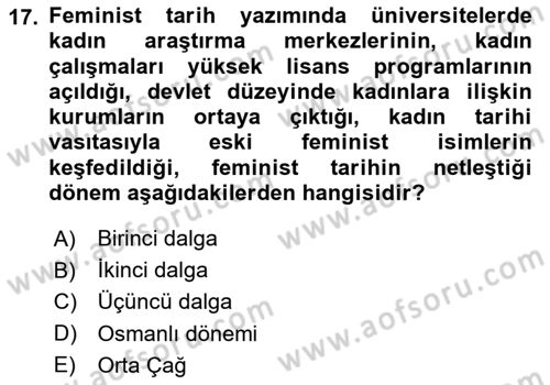 Toplumsal Cinsiyet Sosyolojisi Dersi 2025 - 2026 Yılı Yaz Okulu Sınav Soruları 17. Soru