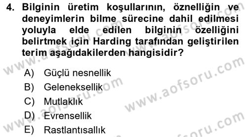 Toplumsal Cinsiyet Sosyolojisi Dersi 2025 - 2026 Yılı Yaz Okulu Sınav Soruları 4. Soru