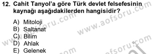 Türk Sosyologları Dersi 2012 - 2013 Yılı (Final) Dönem Sonu Sınav Soruları 12. Soru