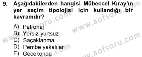 Türk Sosyologları Dersi 2012 - 2013 Yılı (Final) Dönem Sonu Sınav Soruları 9. Soru
