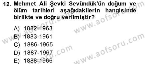 Türk Sosyologları Dersi 2013 - 2014 Yılı (Vize) Ara Sınav Soruları 12. Soru