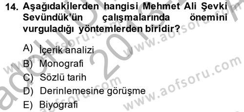 Türk Sosyologları Dersi 2013 - 2014 Yılı (Vize) Ara Sınav Soruları 14. Soru