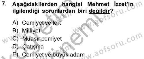 Türk Sosyologları Dersi 2013 - 2014 Yılı (Vize) Ara Sınav Soruları 7. Soru