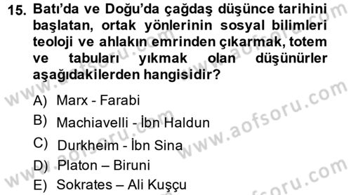 Türk Sosyologları Dersi 2013 - 2014 Yılı (Final) Dönem Sonu Sınav Soruları 15. Soru