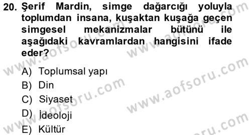 Türk Sosyologları Dersi 2013 - 2014 Yılı (Final) Dönem Sonu Sınav Soruları 20. Soru