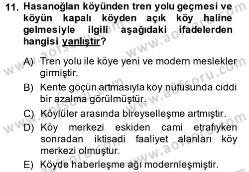 Türk Sosyologları Dersi 2013 - 2014 Yılı Tek Ders Sınav Soruları 11. Soru