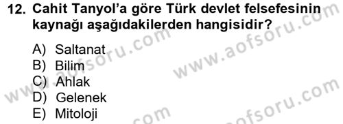 Türk Sosyologları Dersi 2013 - 2014 Yılı Tek Ders Sınav Soruları 12. Soru