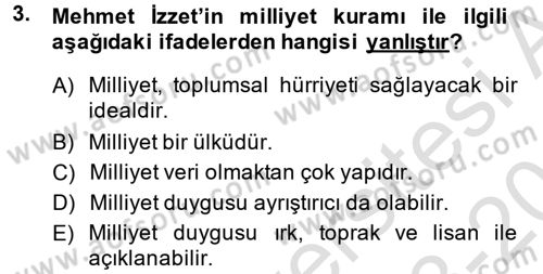 Türk Sosyologları Dersi 2013 - 2014 Yılı Tek Ders Sınav Soruları 3. Soru
