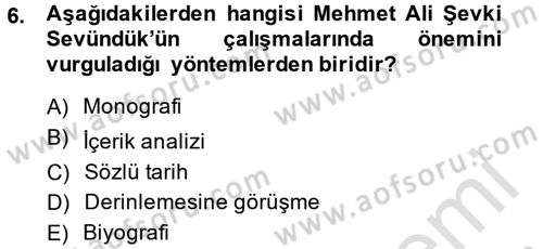 Türk Sosyologları Dersi 2013 - 2014 Yılı Tek Ders Sınav Soruları 6. Soru