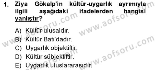 Türk Sosyologları Dersi 2014 - 2015 Yılı (Final) Dönem Sonu Sınav Soruları 1. Soru