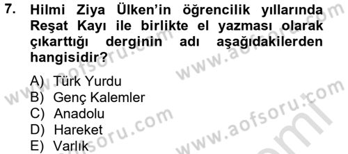 Türk Sosyologları Dersi 2014 - 2015 Yılı Tek Ders Sınav Soruları 7. Soru