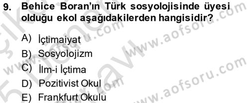 Türk Sosyologları Dersi 2014 - 2015 Yılı Tek Ders Sınav Soruları 9. Soru